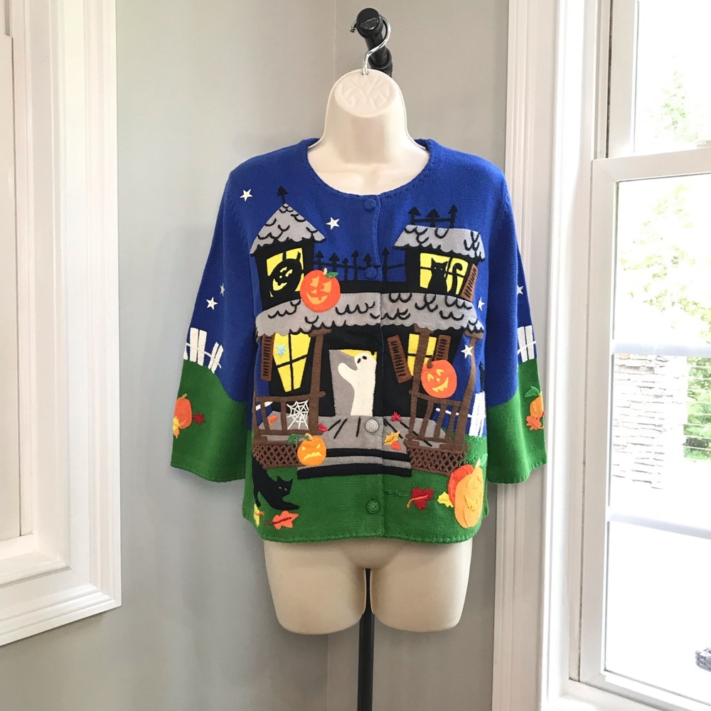 Vintage Michael Simon Halloween Cardigan Sweater ~ Women’s Medium EUC
